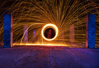 Steel wool fire photography shot on long exposure