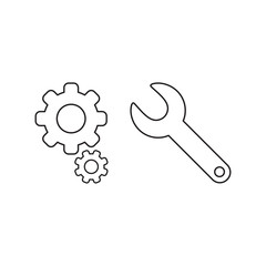 Vector illustration icon concept of gears with spanner.