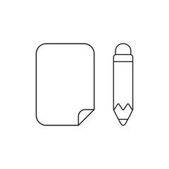 Vector icon concept of paper with pencil.