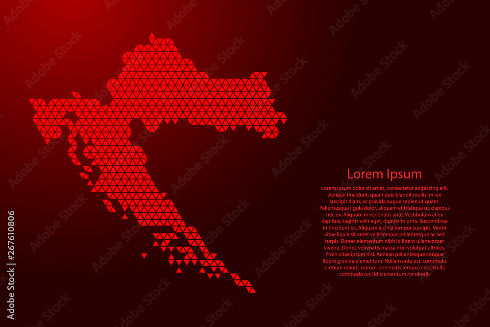 Aufkleber croatia map abstract schematic from red triangles repeating pattern geometric background with nodes 