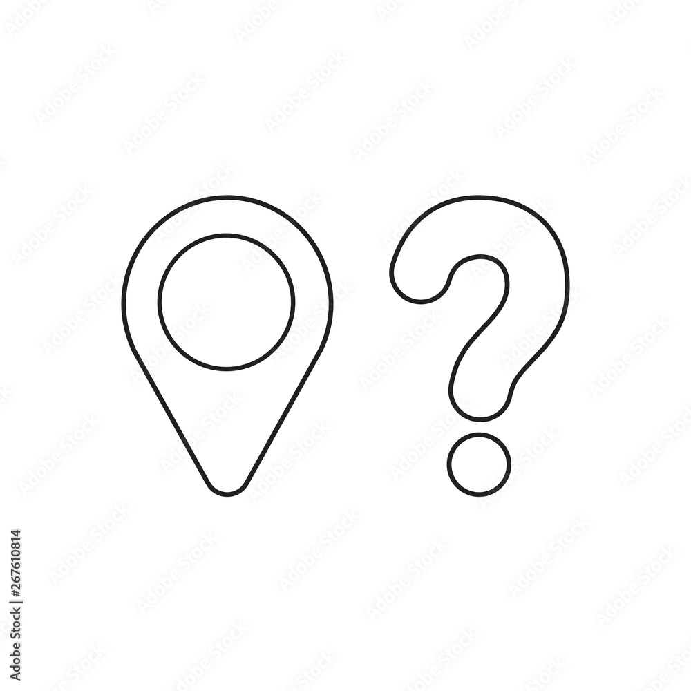 Aufkleber vector icon concept of map pointer with question mark.