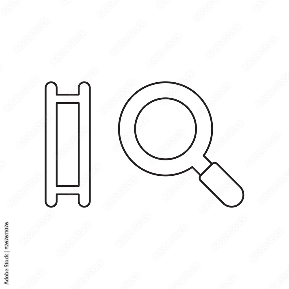 Poster vector icon concept of ladder missing steps with magnifier.