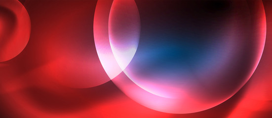 Blue neon bubbles and circles abstract background, futuristic magic techno design