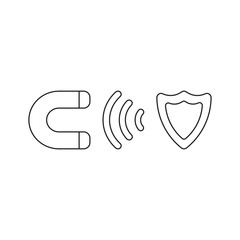 Vector icon concept of magnet attracting shield.