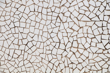 Texture, background. Wall of white tile fragments