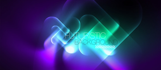 Neon glowing techno lines, hi-tech futuristic abstract background template
