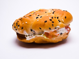 Burger on white background, fast food
