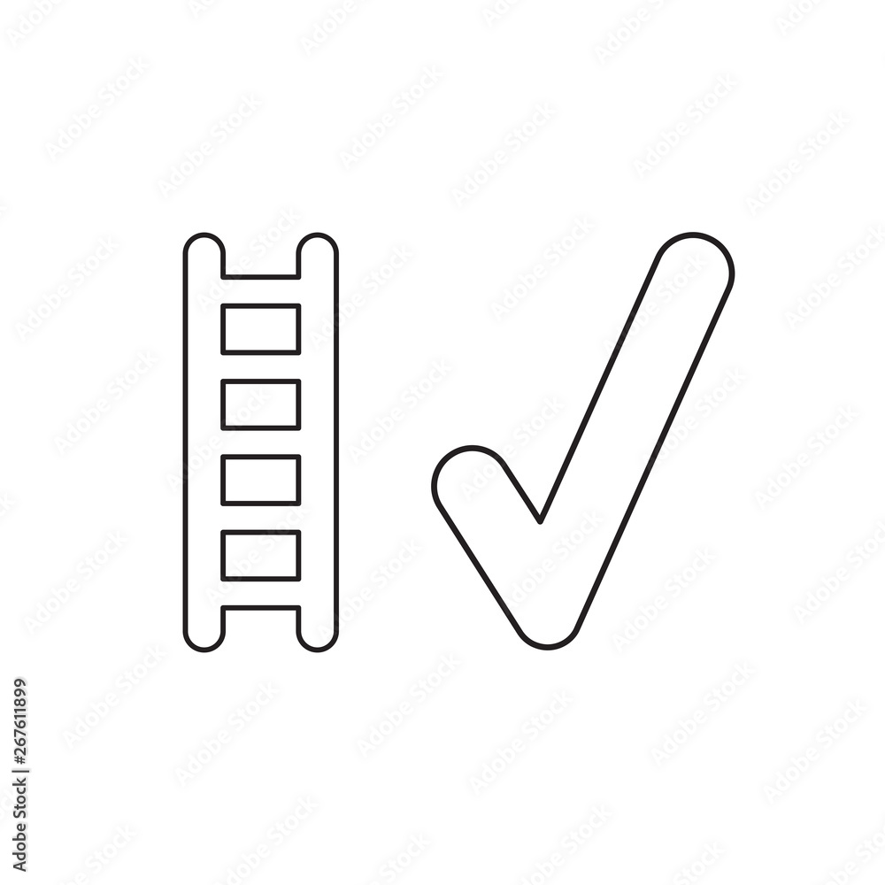 Poster vector icon concept of ladder with check mark.