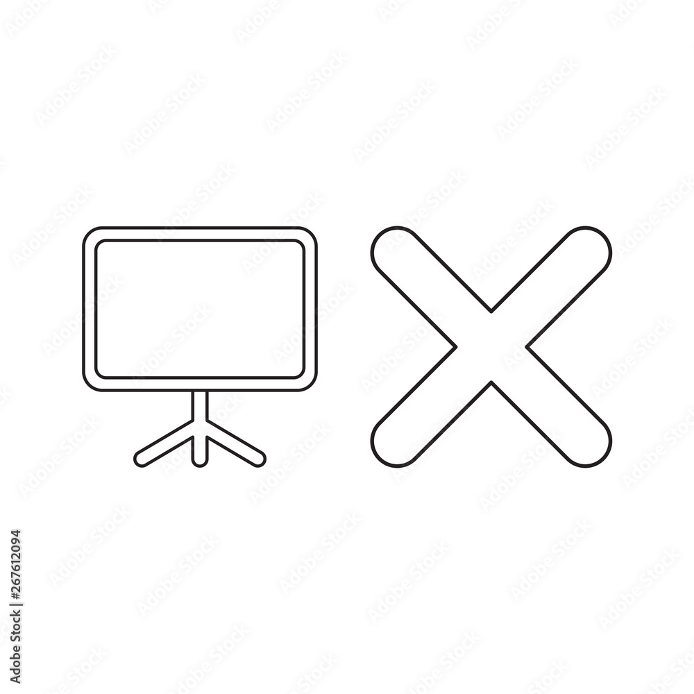 Poster vector icon concept of presentation chart with x mark.