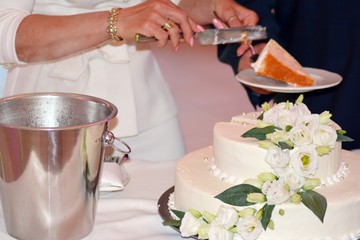 Wedding cake with white flowers