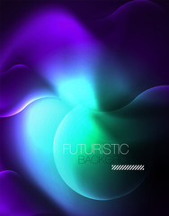 Shiny metallic neon waves vector design