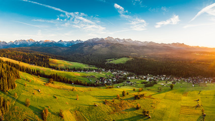 Epic sunset over Tatra mountains in Poland © kbarzycki