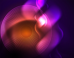 Shiny metallic neon waves vector design