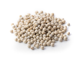 white peppercorn on white background. full depth of field