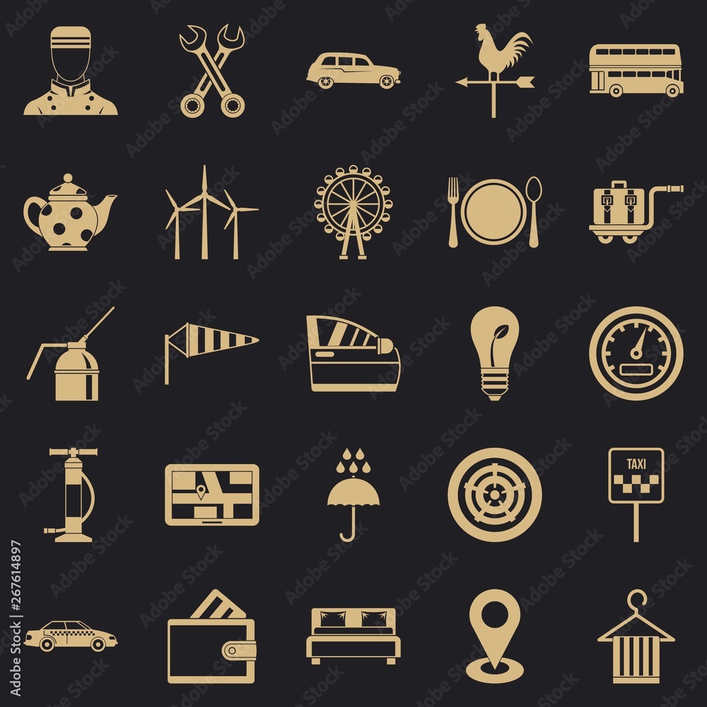 Poster taxi cab icons set. simple set of 25 taxi cab vector icons for web for any design