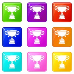Goblet icons set 9 color collection isolated on white for any design