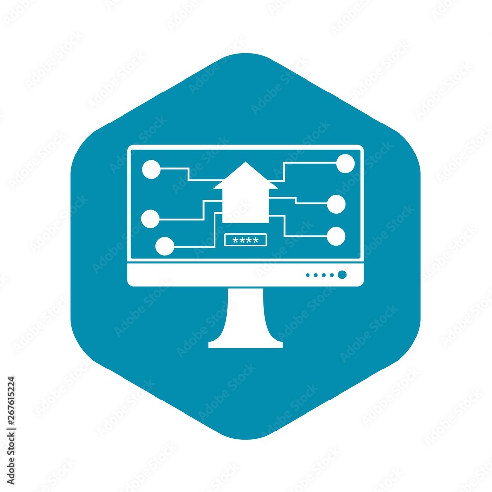 Poster monitor chip icon. simple illustration of monitor chip vector icon for web