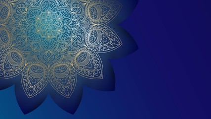 Background with golden mandalas, round indian pattern, muslim pattern