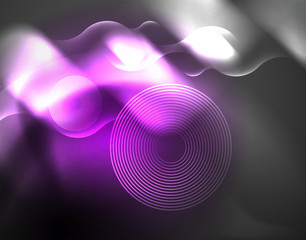 Shiny metallic neon waves vector design