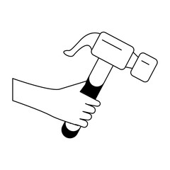 Hand with hammer construction tool