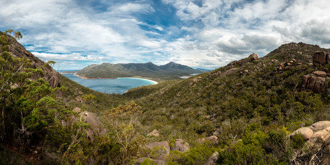 Freycinet National Park - Wineglass Bay Lookout Panorama. Tasmania.