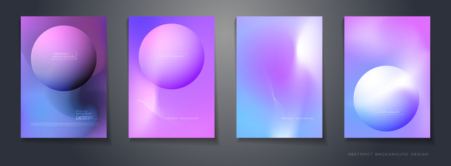 Vector set of abstract background, Composition colorful fluid abstraction, holographic and gradient color design for backgrounds. Layout template for banner, poster, wallpaper, flyer, brochure