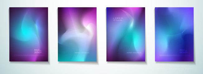 Vector set of abstract background, Composition colorful fluid abstraction, holographic and gradient color design for backgrounds. Layout template for banner, poster, wallpaper, flyer, brochure