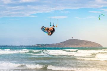 Extreme kite surfing in Vietnam 