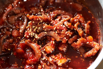 Korean spicy salted fermented seafood 