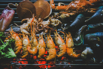 Grilled seafood, street food