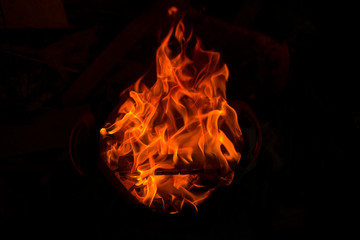 Fire that is burning hot on a black background