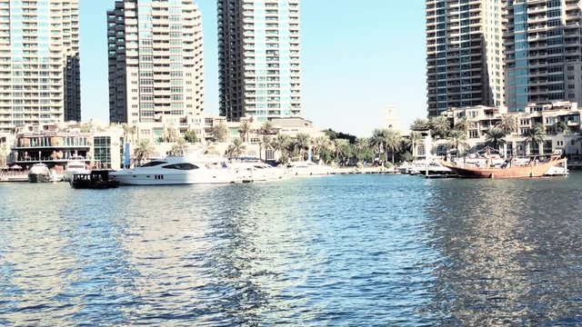 UAE/DUBAI - 20 DEZ 2018 - Set of skyscrapers at Dubai Marina terrace. UAE