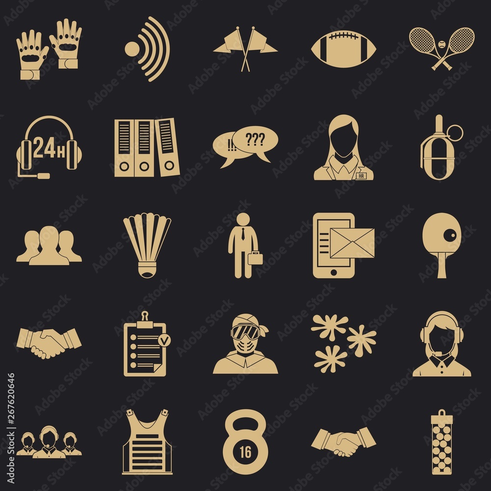 Poster coach icons set. simple set of 25 coach vector icons for web for any design