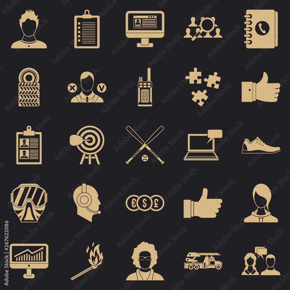 Poster squad icons set. simple set of 25 squad vector icons for web for any design
