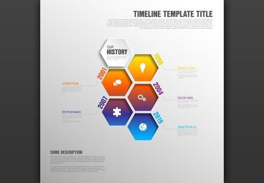 Timeline Infographic with Stacked Hexagons