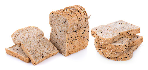 whole wheat bread isolated on white background
