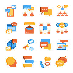 people communication, dialogue conversation flat icon vector set