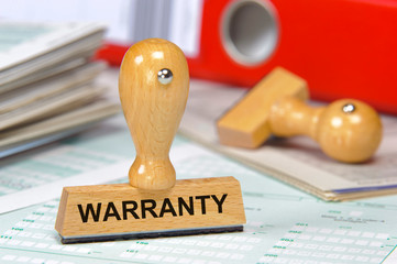 Warranty printed on rubber stamp