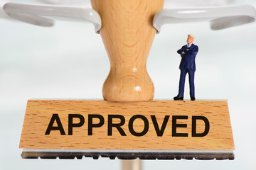 Approved printed on rubber stamp