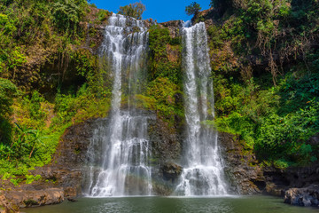 Tad Fan waterfall in The deep forest in Southern of Laos 