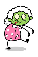 Zombie - Old Woman Cartoon Granny Vector Illustration