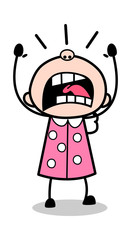 Yelling - Old Woman Cartoon Granny Vector Illustration