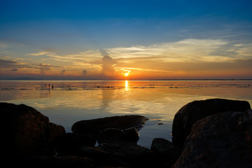 Sunset at the lake on the golden hour.