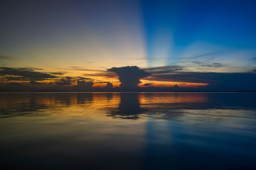 Sunset at the lake on the golden hour.