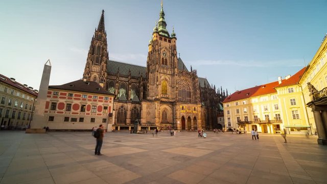 Hyperlapse video of St. Vitus Cathedral in Prague Castle complex in Prague, Czech Republic