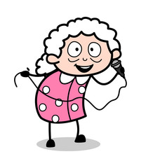 Obraz premium Announcement - Old Woman Cartoon Granny Vector Illustration