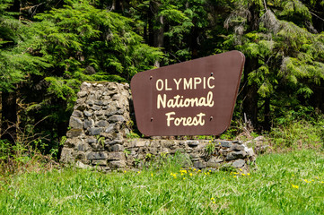 Olympic National Park entrance sign in Washington state