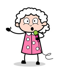 Announcing - Old Woman Cartoon Granny Vector Illustration