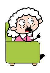 Surprised Face - Old Woman Cartoon Granny Vector Illustration