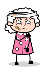 Injured - Old Woman Cartoon Granny Vector Illustration